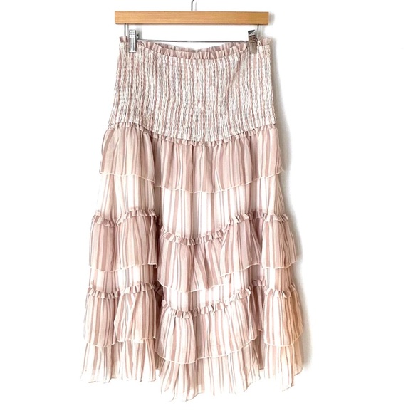 NWT storia pink and white striped ruffle skirt set - Picture 6 of 6